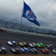 Imagine this Talladega Superspeedway turn with twice the banking. Photo credit: Tom Pennington/Stringer/Getty Images